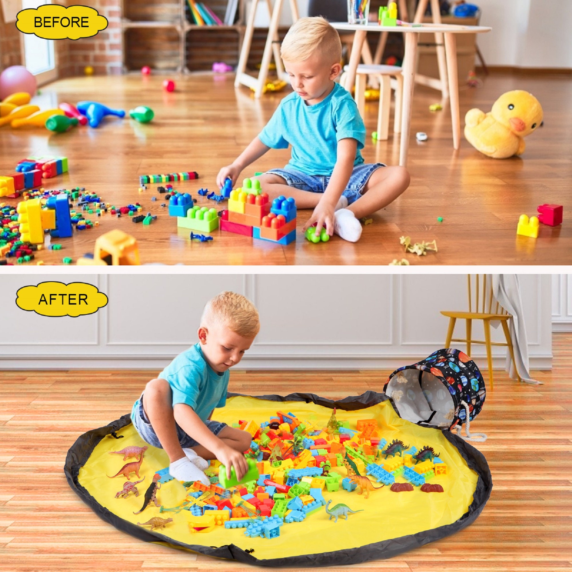 Large Toy Storage Organizer Bag With Play Mat Quick Storage Etsy