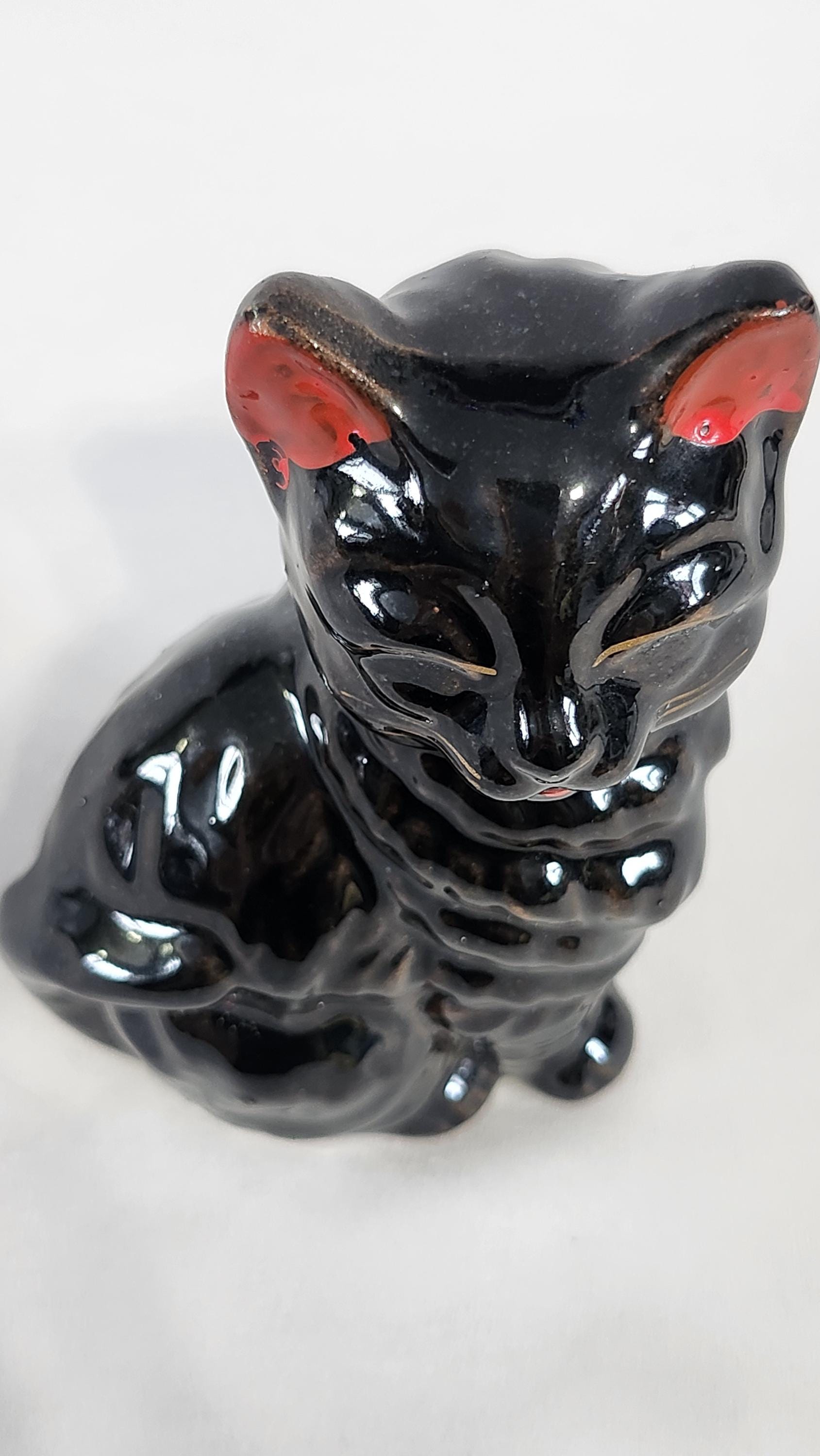 チーター？Deco Figurine Black Cat 90 Black Cat Figurine, Ceramic