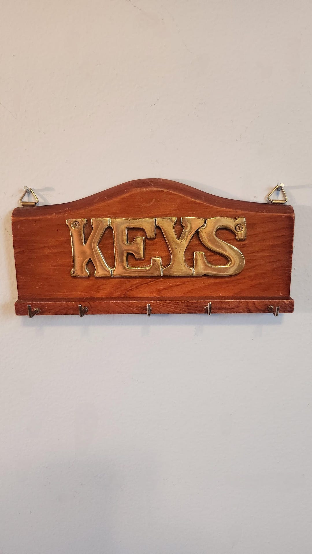 Wooden Key Holder, Vintage, 1970s, Brass, Giftcraft, Made in Taiwan - Etsy