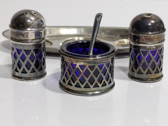 Apex Condiment Set, Salt, Pepper and Mustard Pot, Electro Plated