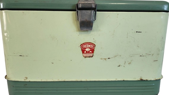 Thermos Metal Cooler, Camping, Mint Green, Ice Chest, Nostalgia