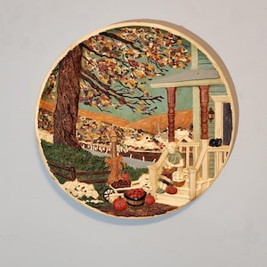 Decorative Plate. Byron Molds, Vintage, 1980, Fall Scene, Hand Painted