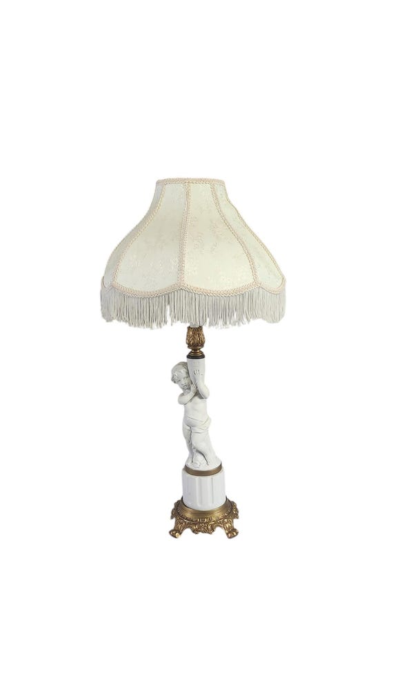 Bell Lamp Shade, Victorian Style, Vintage, Ivory, Ornate Piping