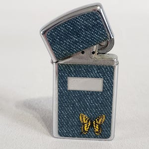 Zippo Lighter, Denim, Butterfly, Niagara Falls, Canada, Vintage, 1976