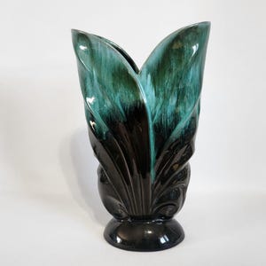 Large Open Leaf Vase, Blue Mountain Pottery, Drip Glaze, Vintage, 1970s, Made in Canada