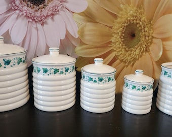Vintage Ivy Canister Set - 1980s Kitchen Storage - Calloway