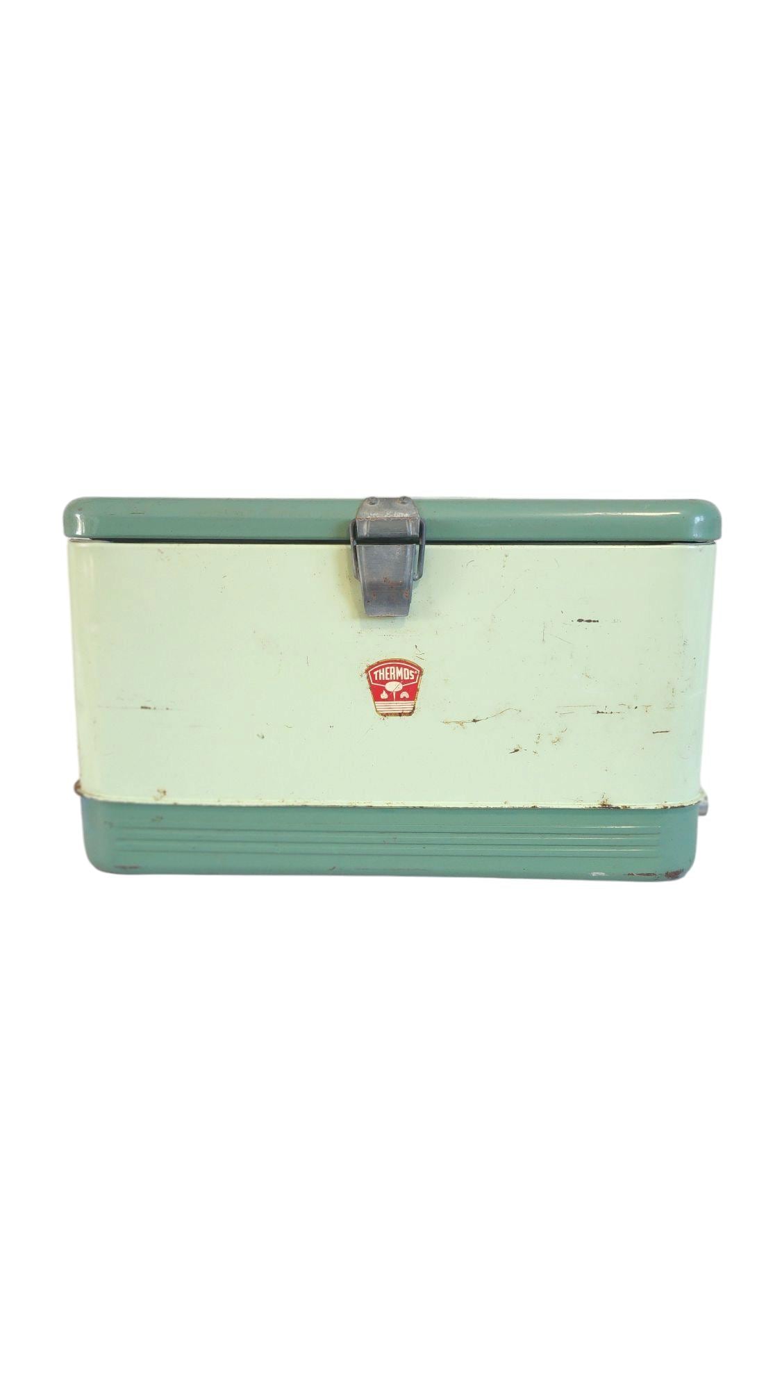 Thermos Metal Cooler, Camping, Mint Green, Ice Chest, Nostalgia