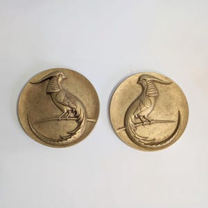 Chalkware Pheasant Wall Hangings, Rare, Set of 2, Miller Studios, Vintage, 1972, Gold, MCM, Wall Decor