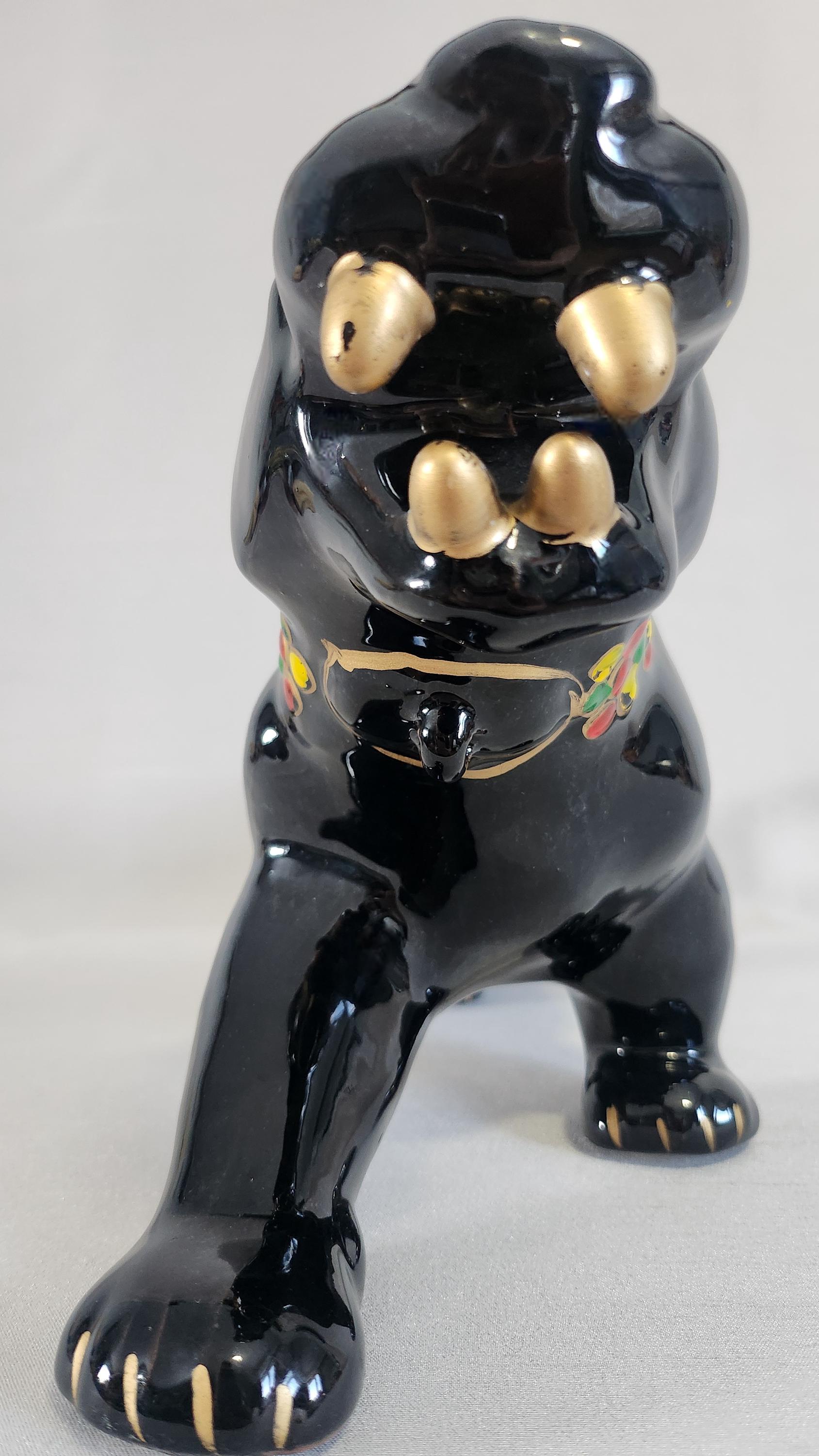 ブラックパンサーの置物、陶器、MCM、日本製、ヴィンテージ、1950年代