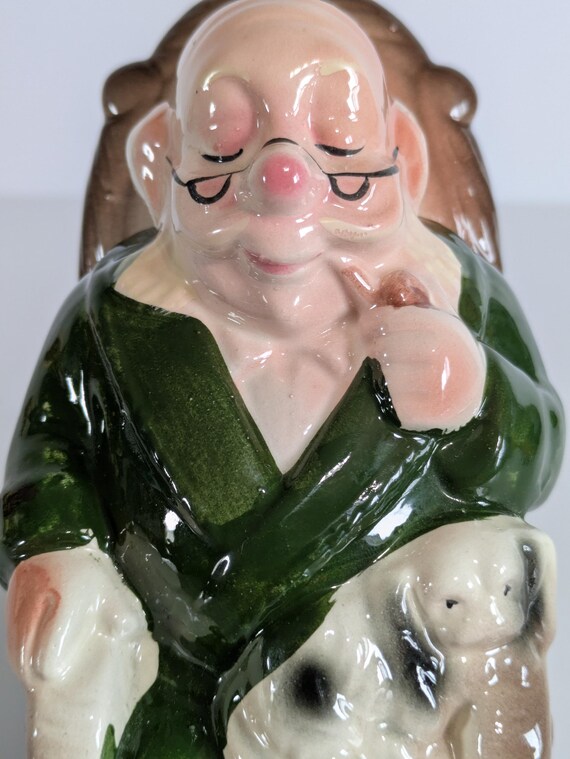 Grandfather Coin Bank, Rocking Chair, Retirement Fund, Ceramic