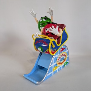 M&M Roller Coaster Candy Dispenser, Wild Thing, Collectible, Red, Ms. Green, Vintage, 2000s