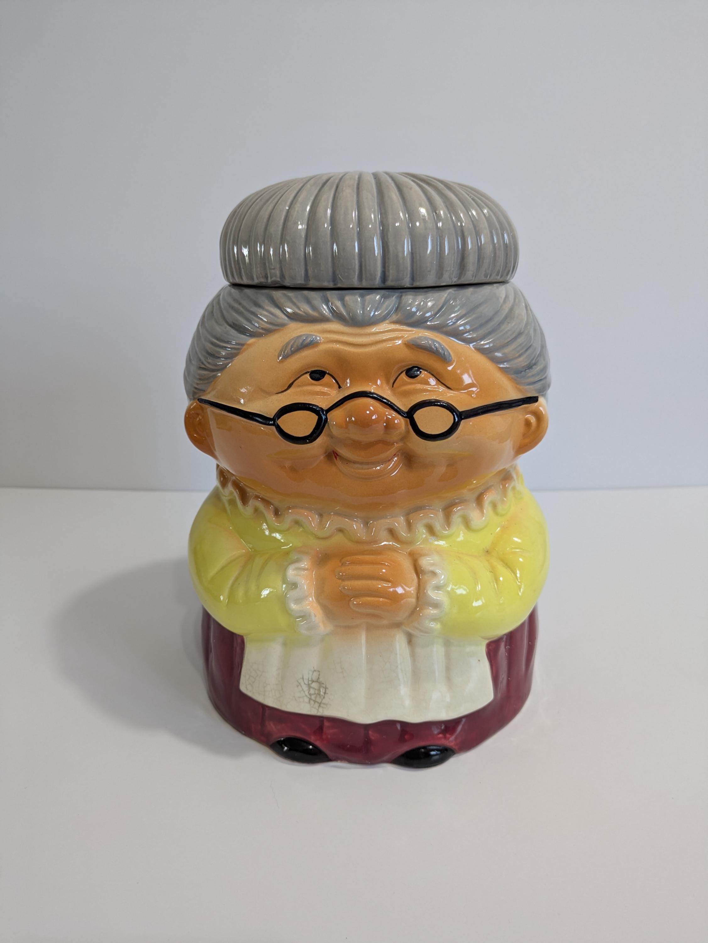 Granny Cookie Jar, Norleans, Ceramic, Hand Painted, Vintage, 1950s