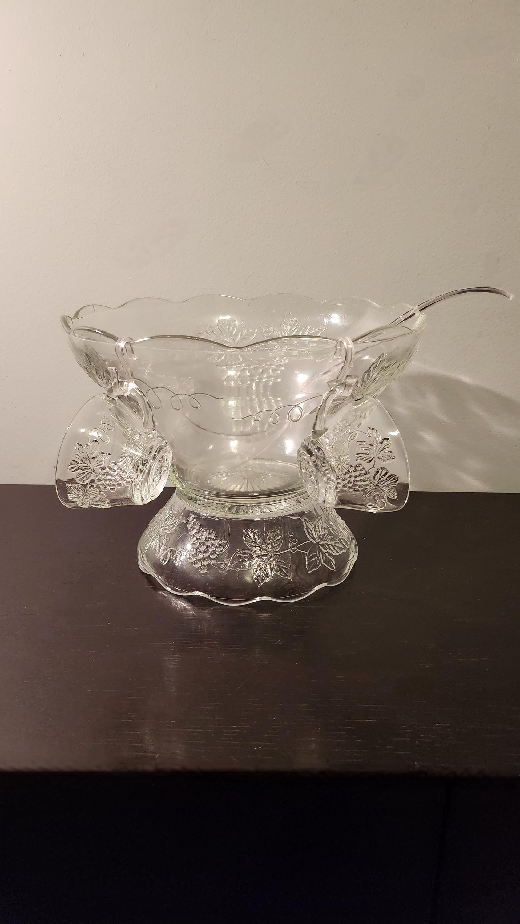 Anchor Hocking Punch Set, Vintage, 1970s, 27 Pce. Glass, Grapevine