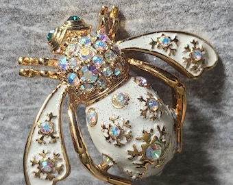Broche abeille, collection Joan Rivers Classics, vintage, flocon de neige d'hiver