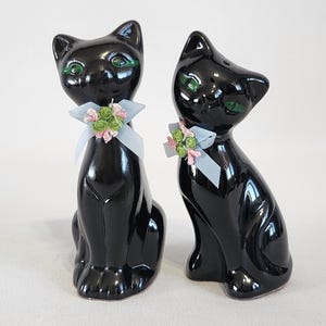 Katzensalz und Pfefferstreuer-Set, Artmark, Siamkatze, schwarze Katze, Keramik, Vintage, Made in Taiwan