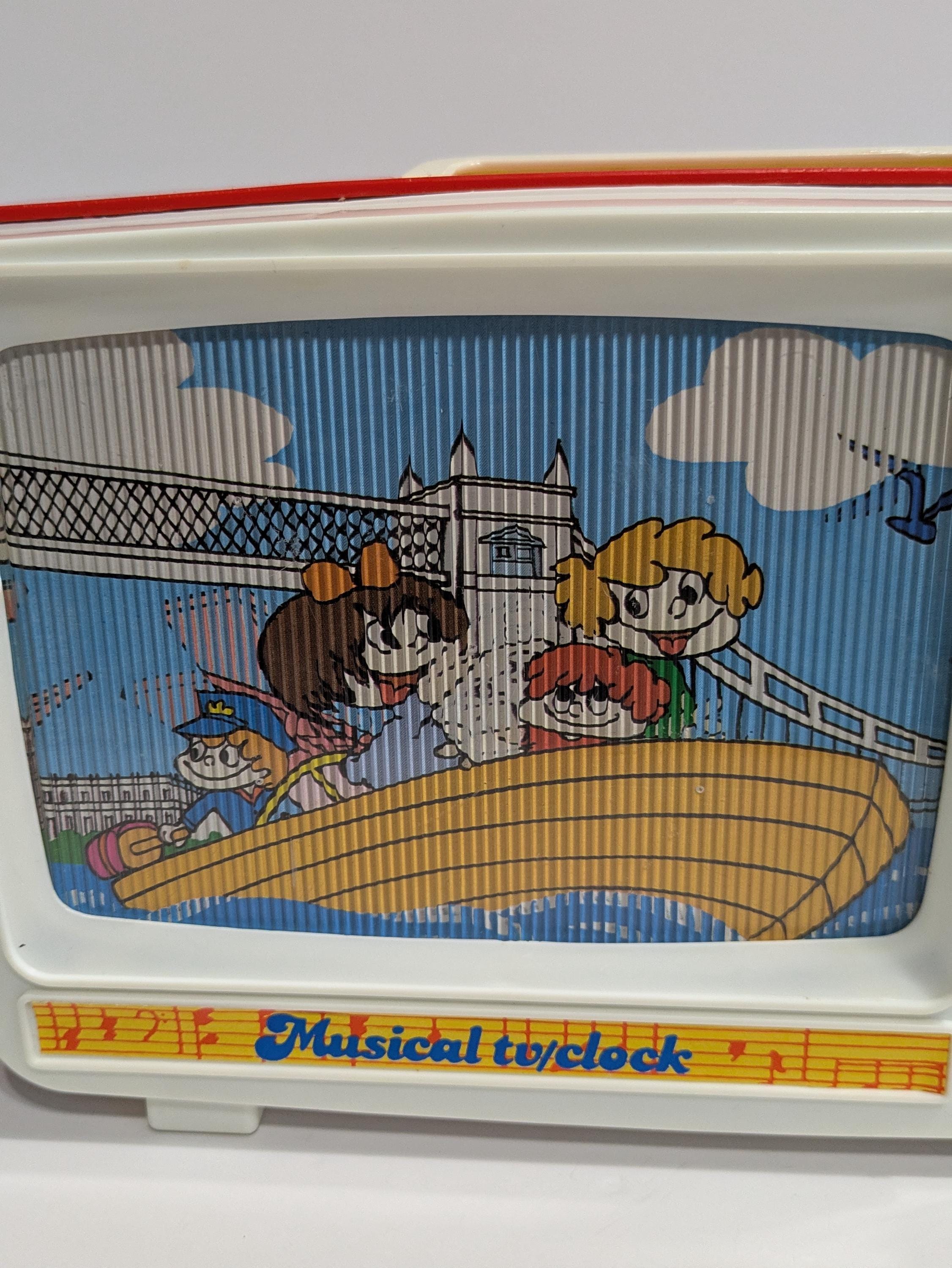 Musical Tv and Clock Wind up Toy, Blue Box, Toddler Toys
