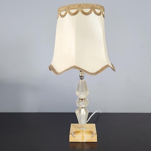 Tafellamp, MCM-stijl, ivoor en goud, vintage