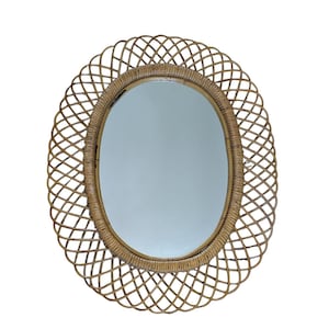 Wall Mirror, Rattan, Bamboo, Franco Albini, Italian Design, Vintage, MCM, 1960s