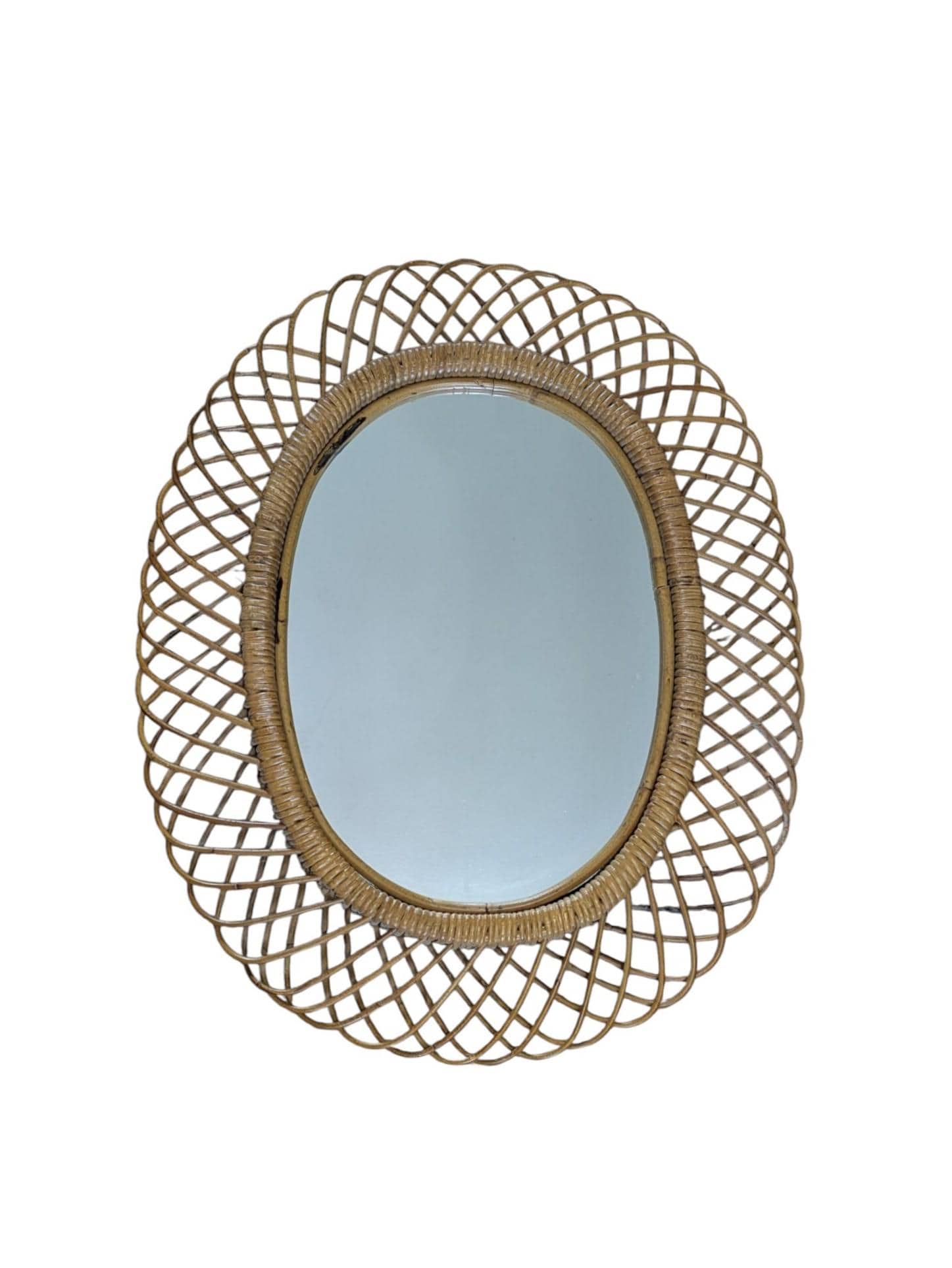 Wall Mirror, Rattan, Bamboo, Franco Albini, Italian Design Wall Mirror, Rattan, Bamboo, Franco Albini, Italian Design