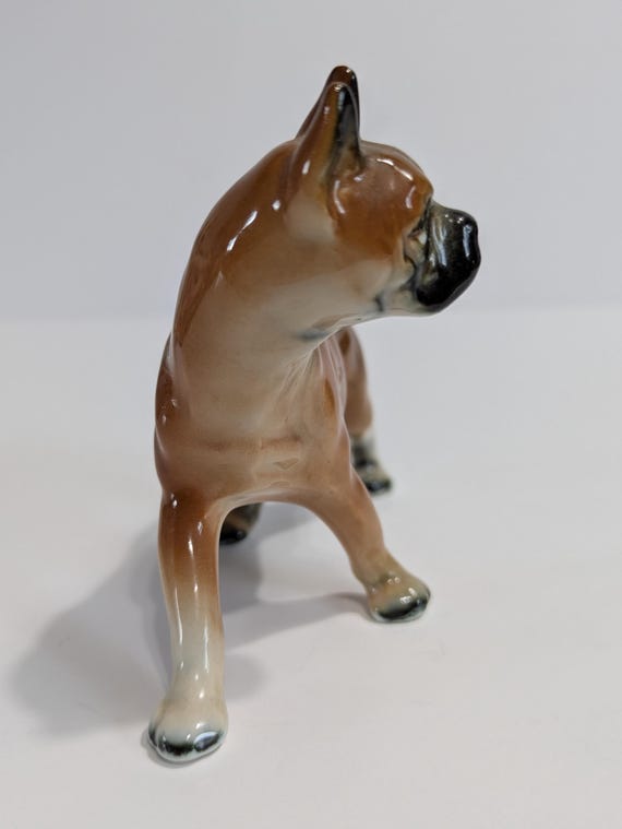 ボクサー犬 置物 黒と白 ボクサー犬 置物 黒と白