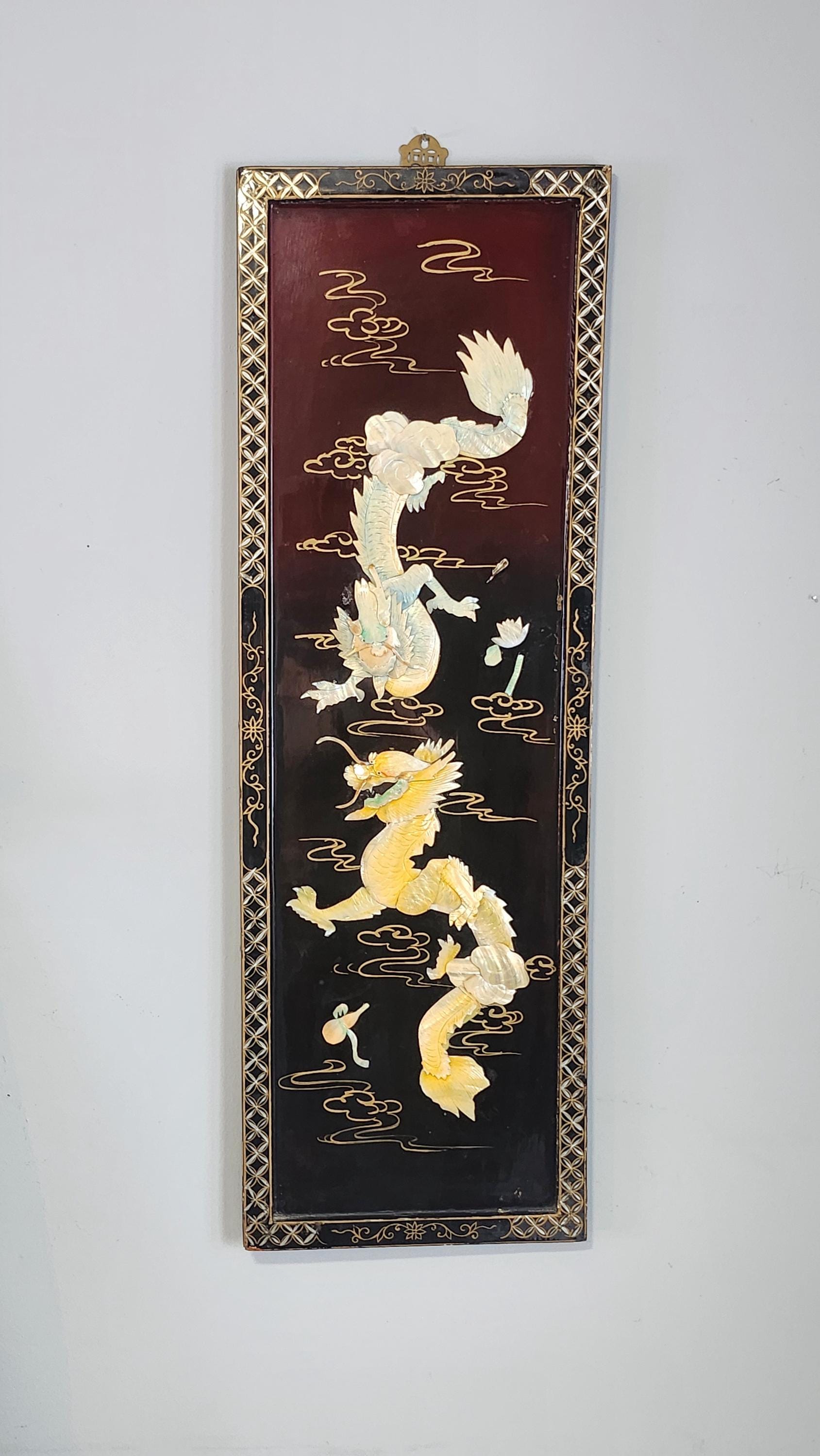 G-DRAGON MOTHERF*KER アートパネル Mother of Pearl Wall Panel. Dragons, Vintage, Japanese, Black and