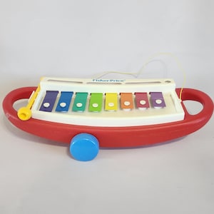 Fisher-Price Xylophone, Pull Toy, Vintage, 1980s, Made in Mexico