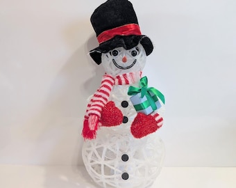 光る光ファイバー雪だるま、トップウェル、クリスマスオーナメント、アクリル製、色が変わる、クリスマスデコレーション