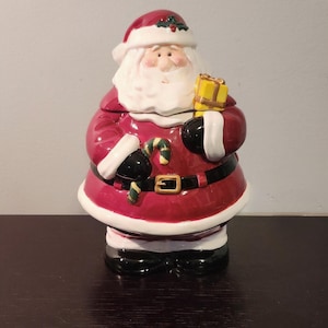 Santa Claus Cookie Jar, Vintage, Glazed Ceramic, Hand Painted, Made in China