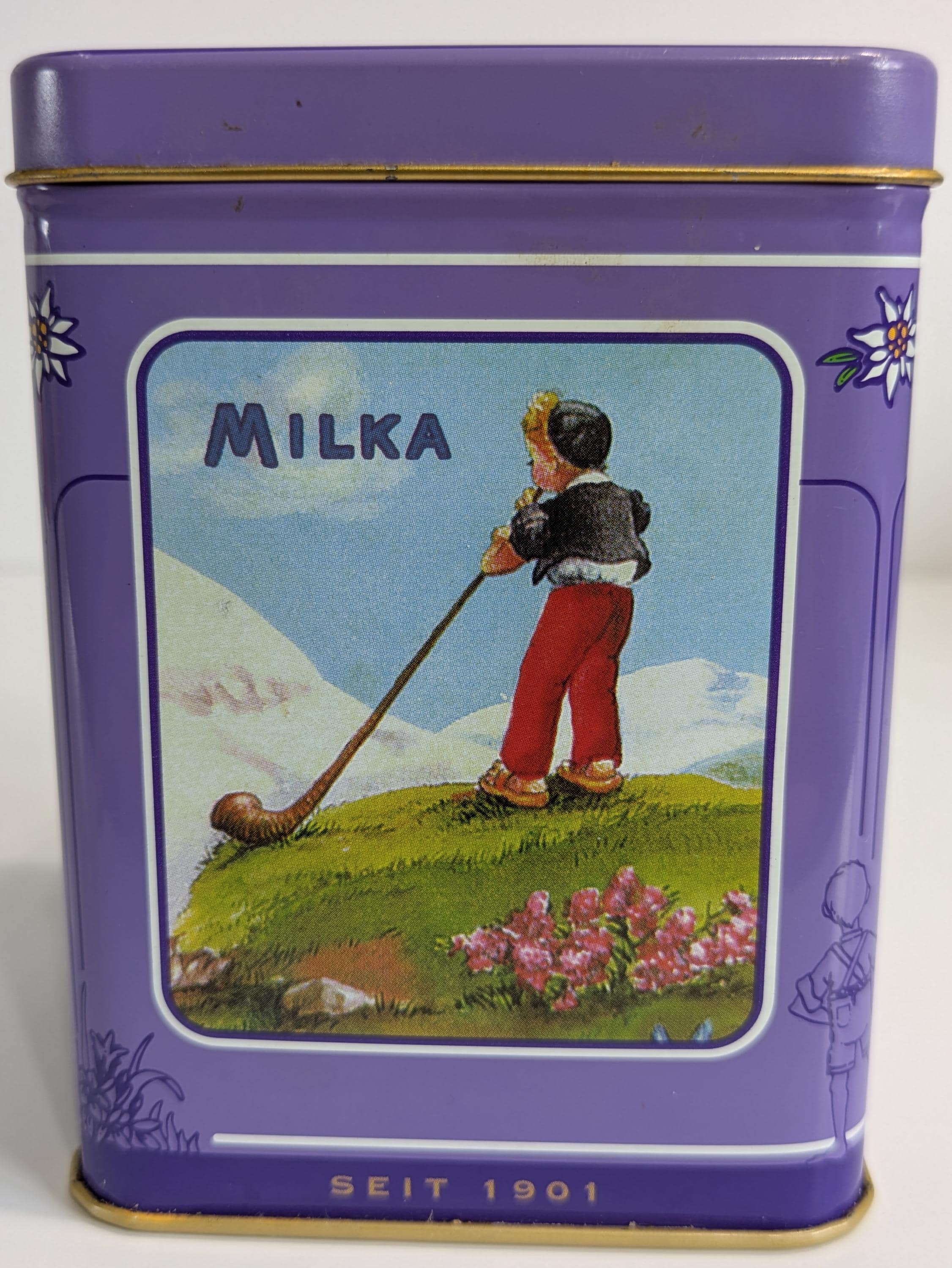 Milka Alpine Chocolate Cookie Tin, Naps, Nostalgia, Hinged Lid