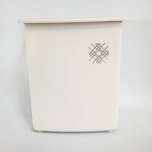 Wastebasket, Max Klein, Ivory, Footed, Gold Design, Textured Acrylic, Vintage, 1970s