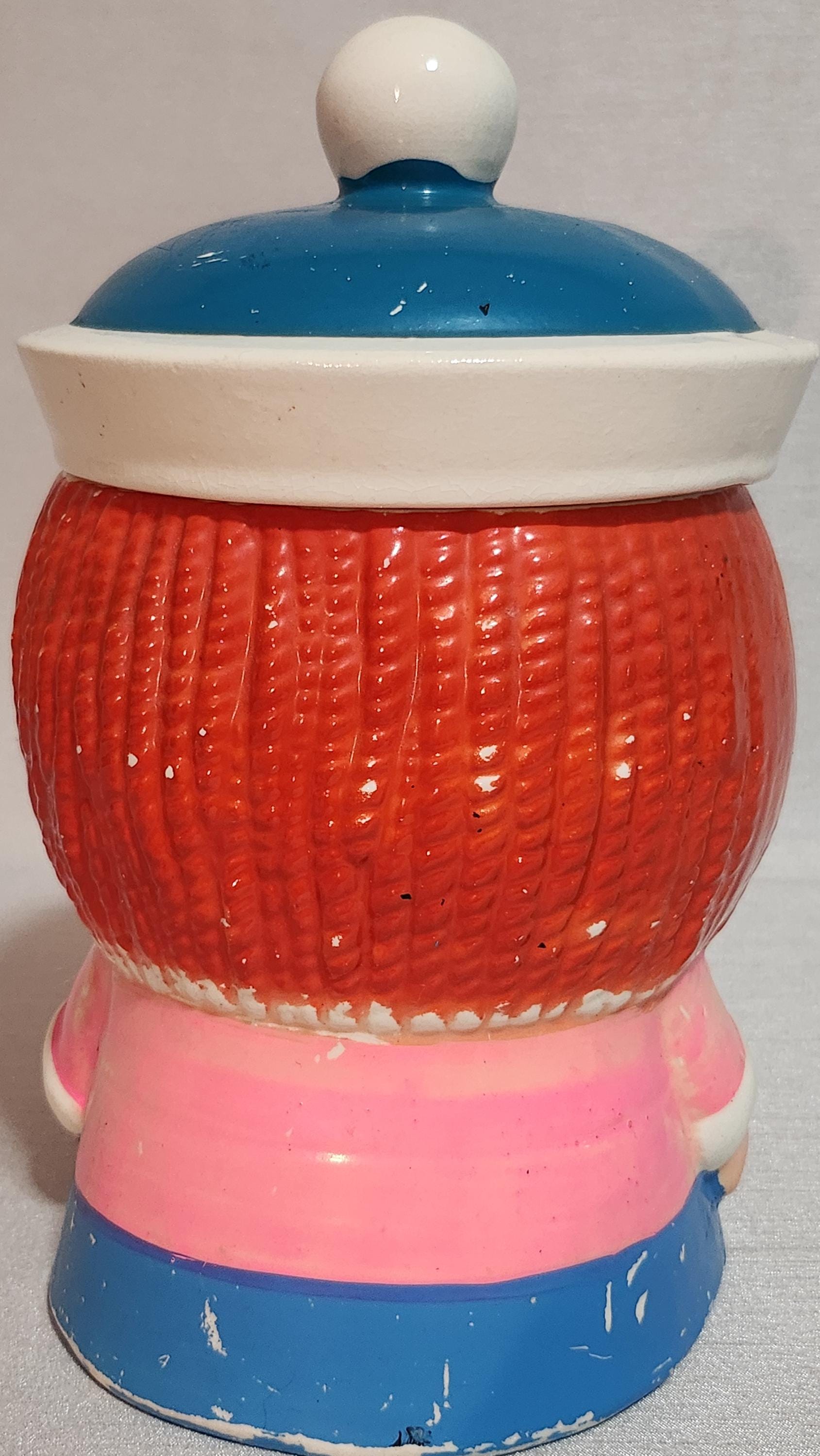 ラガディアン＆アンディ　クッキージャー Raggedy Ann Cookie Jar, Ceramic, Hand Painted, Vintage, 1960s