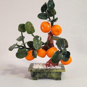 Citrus Bonsai Tree, Jade, Ceramic, Flexible, Feng Shui, Chinese, Vintage