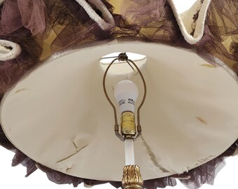 Victorian Ruffled Lamp Shade, Bell, MCM, Hollywood Regency, Brown
