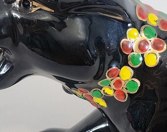 ブラックパンサーの置物、陶器、MCM、日本製、ヴィンテージ、1950年代