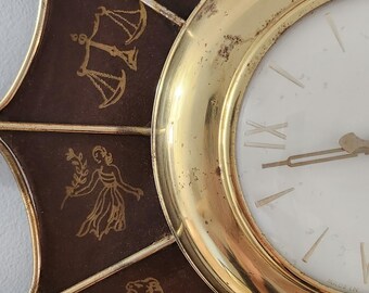 United Starburst Zodiac Wall Clock. Vintage, 1960s, Model #203