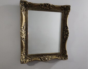 Espejo dorado vintage, años 60, estilo Hollywood Regency, MCM, estilo victoriano, marco de composite