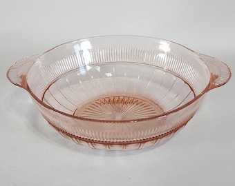 Anchor Hocking Pink Glass Bowl, Depression Glass, Fruit Bowl, Serving Dish, Vintage, 1930s