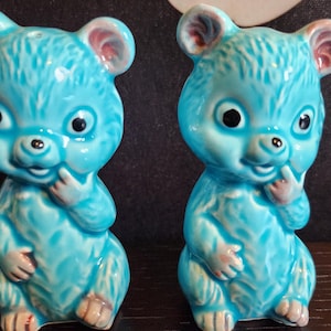 Saleiros e pimenteiros, Vintage, 1970, Ursos, Cerâmica, Decoração de cozinha, Feito no Japão