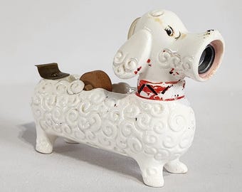 Dérouleur de ruban adhésif et taille-crayon, caniche, céramique, objet de collection, vintage, nos propres importations, Japon