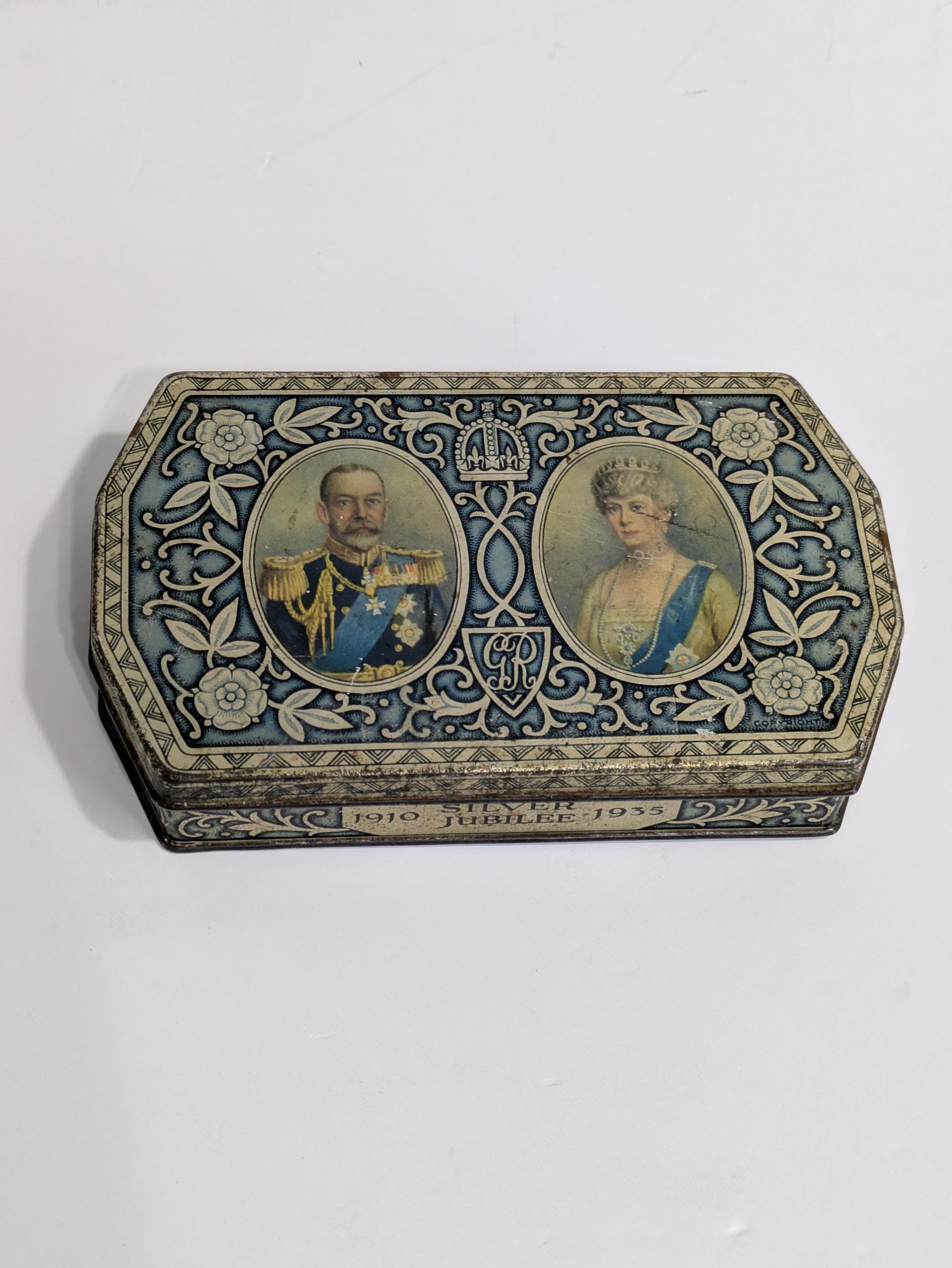 Silver Jubilee Commemorative Storage Tin, King George V, Queen