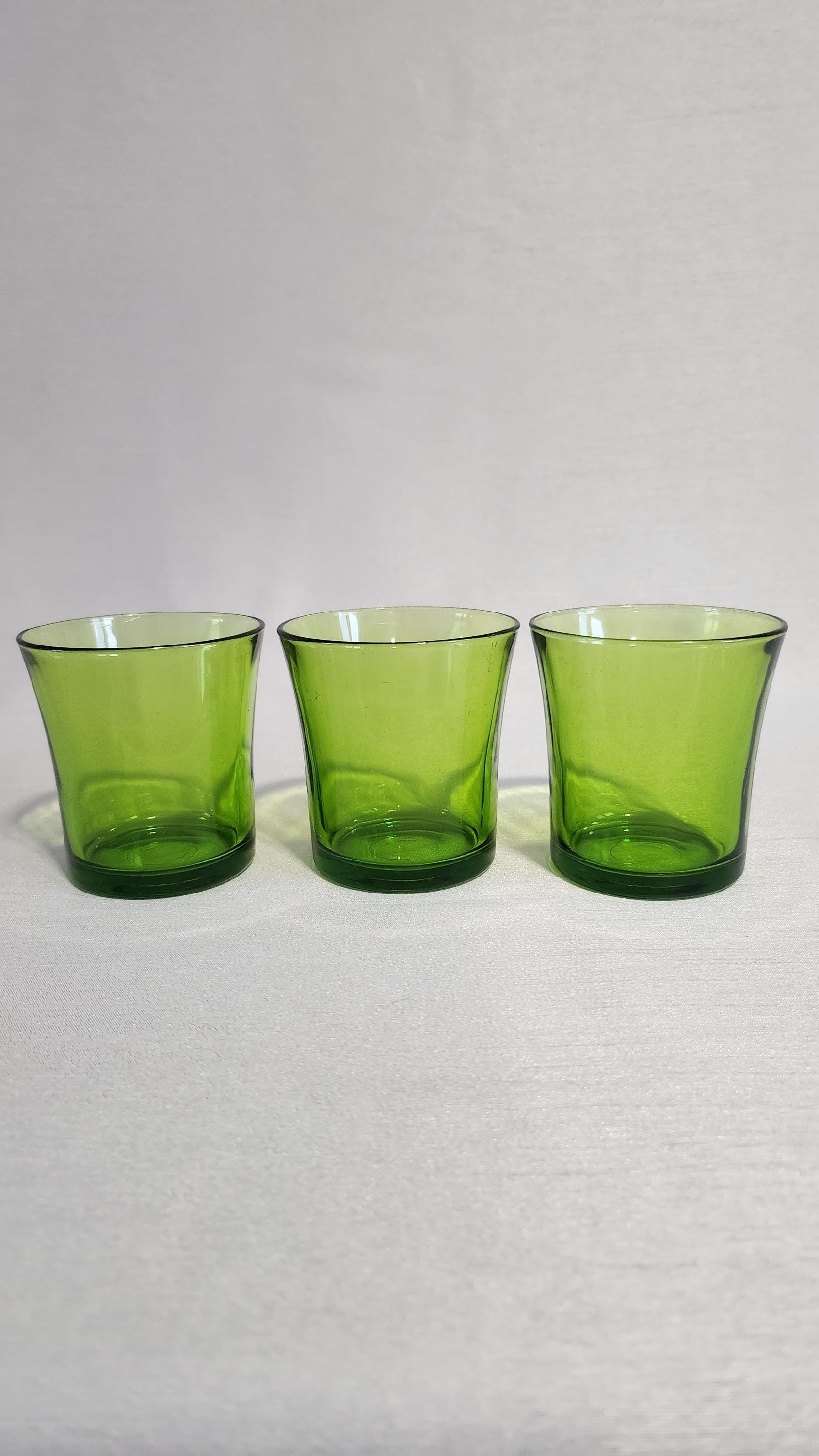 Verres en Duralex, lot de 135 g, verre vert, vintage, années 1960, France