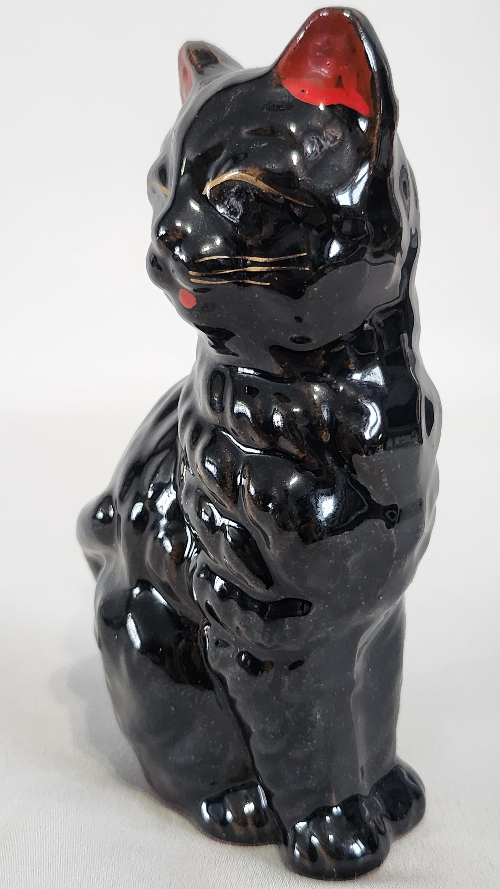チーター？Deco Figurine Black Cat 90 Black Cat Figurine, Ceramic