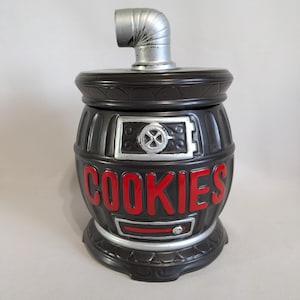 Cookie Jar, Black Pot Belly Stove, Ceramic, Collectible, Hand Painted, Vintage, Made in Japan