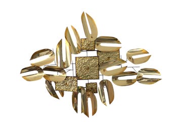 Wanddekoration, Metallkunst, MCM, Jere Style, Brutalist, Retro, Mosaik, Abstrakt, Messing, Vintage, 1970er Jahre