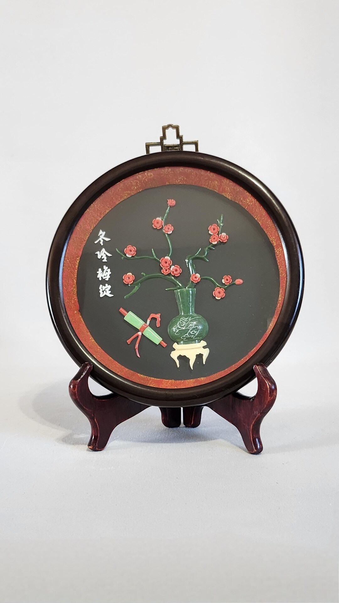 Asian Framed Art, Beautiful Prune Flowers Bloom in Winter, Vintage