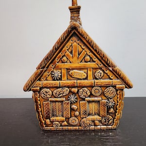 Cookie Jar, Gingerbread House, Duncan Enterprises, Glazed Ceramic, Vintage, 1977, Hansel and Gretel