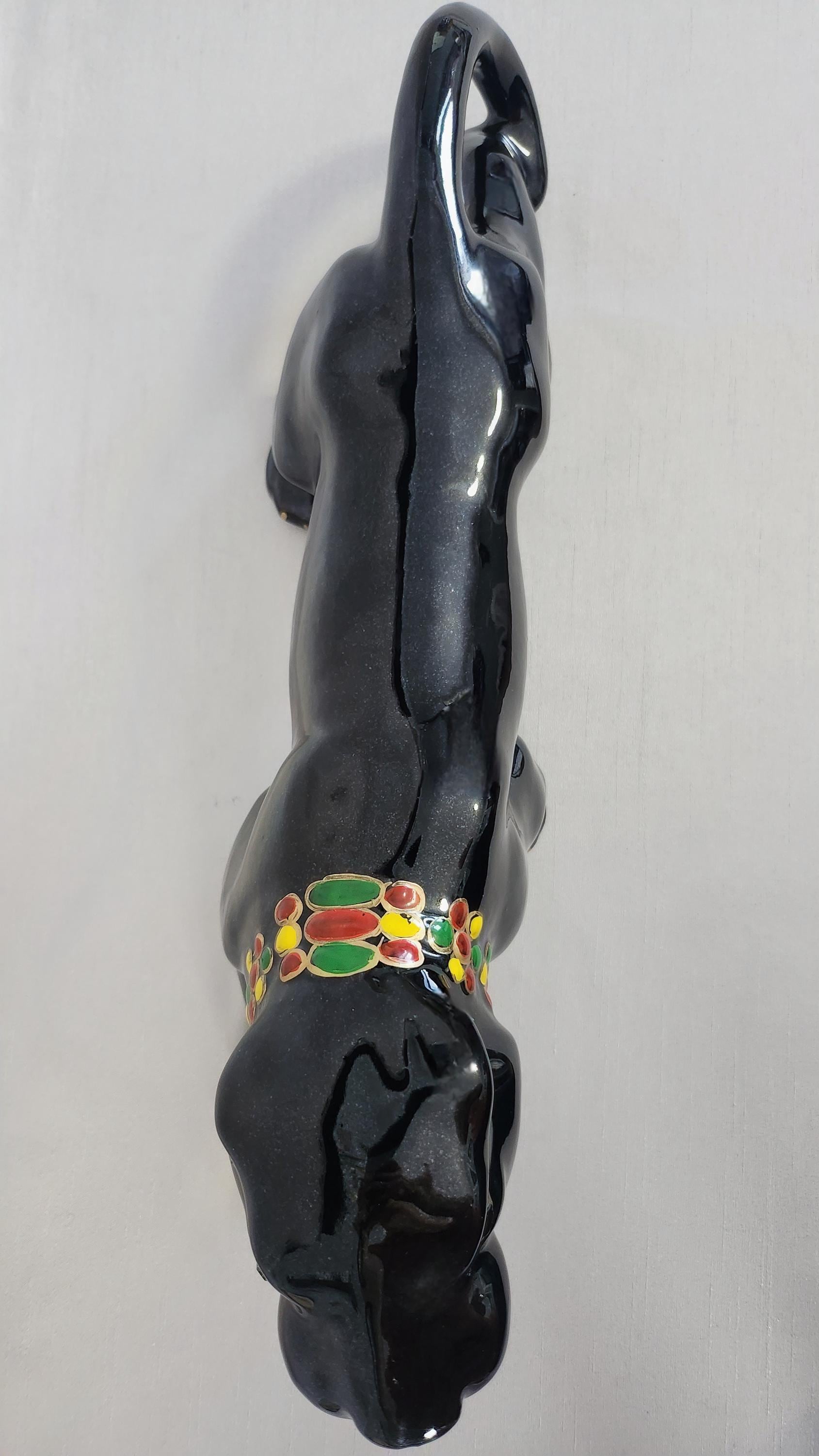 Black Panther Figurine, Ceramic, MCM, Japan, Vintage, 1950s, Decor