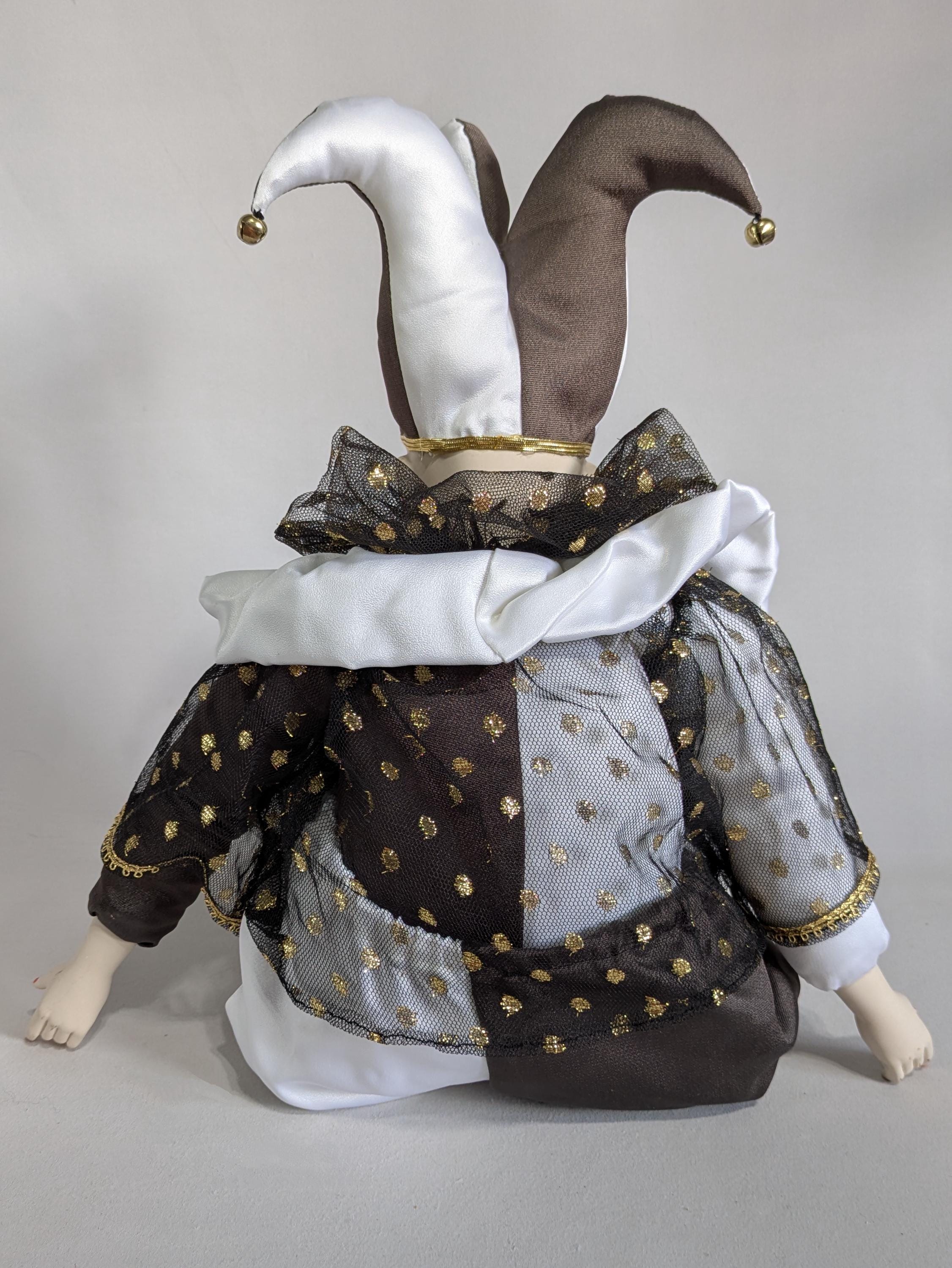 宮廷道化師人形、磁器、ぬいぐるみ、手描き、ジョーカー、道化師、王族