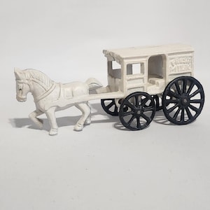 Cast Iron Toy, Horse Drawn Milk Wagon, &quot;FRESH MILK&quot; Collectible, Vintage, 1950s