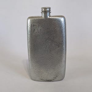 Antiker Flachmann, versilbert, gehämmertes Finish, James Dixon & Sons, 17 Oz, Sheffield England, 1920er Jahre